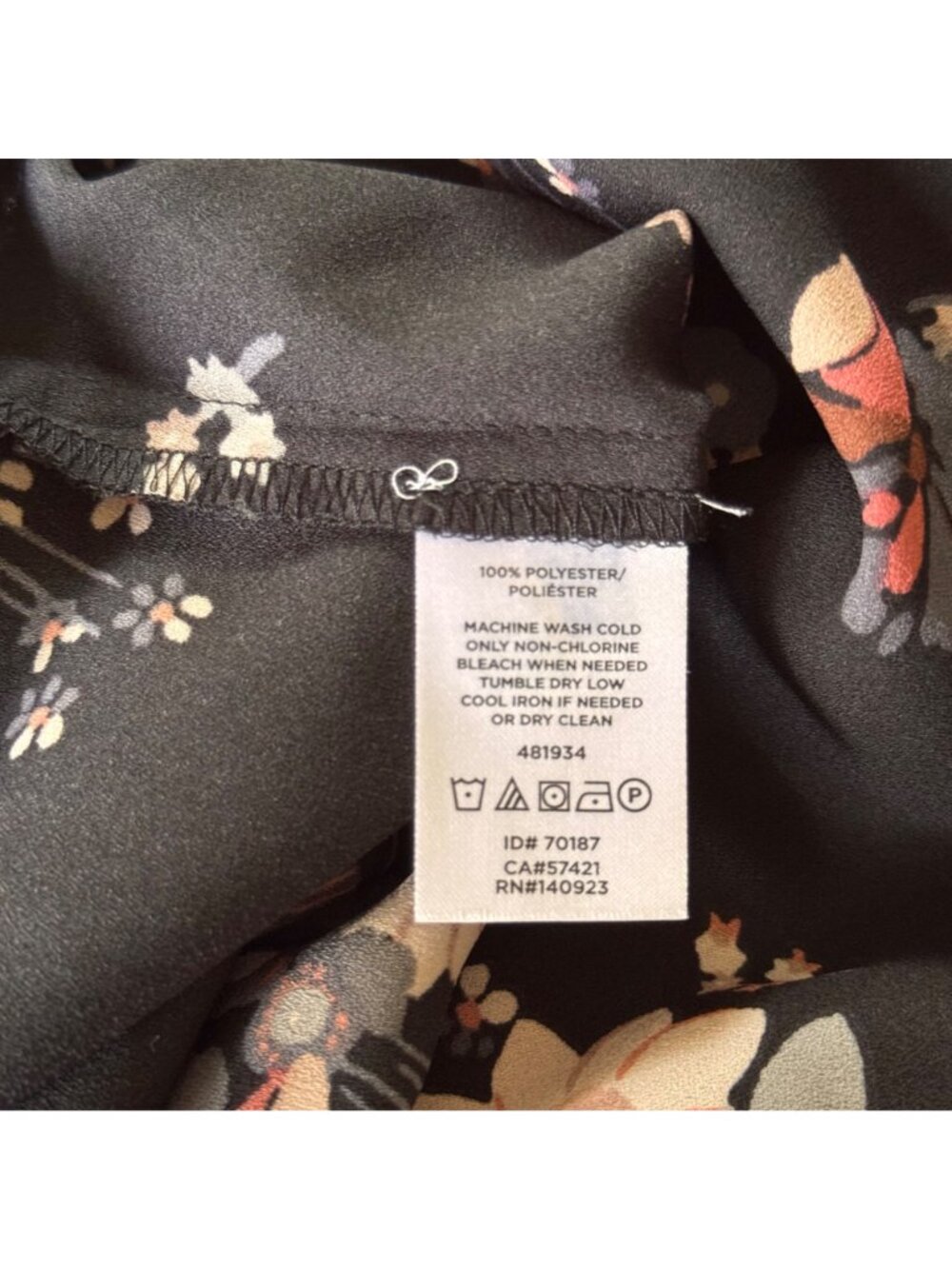Loft Womens Floral Blouse Plus 20W Black Polyester Long-Sleeve Cut-Out Back New - Picture 4 of 16